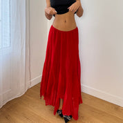 Vintage Red Mesh Maxi Skirt (S)