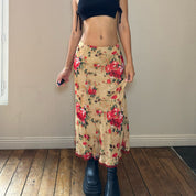 00s Floral Mesh Maxi Skirt (XS/M)