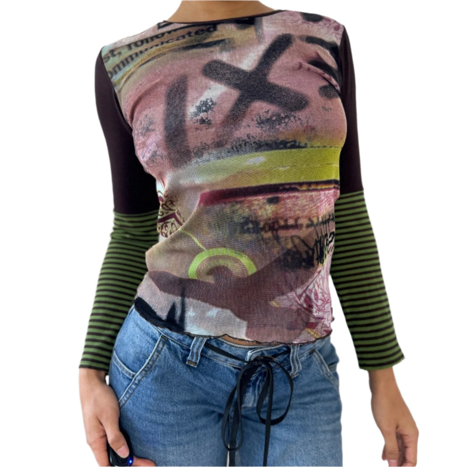 Vintage Mesh & Slinky Blouse (S)