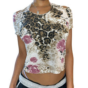 French Vintage Slinky Cheetah Print Top (XS/S)