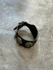 Vintage Chrome Skull Leather Tie Bracelet