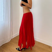 Vintage Red Mesh Maxi Skirt (S)