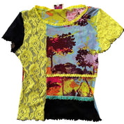 Vintage Y2K Mesh Patchwork Tee (S)