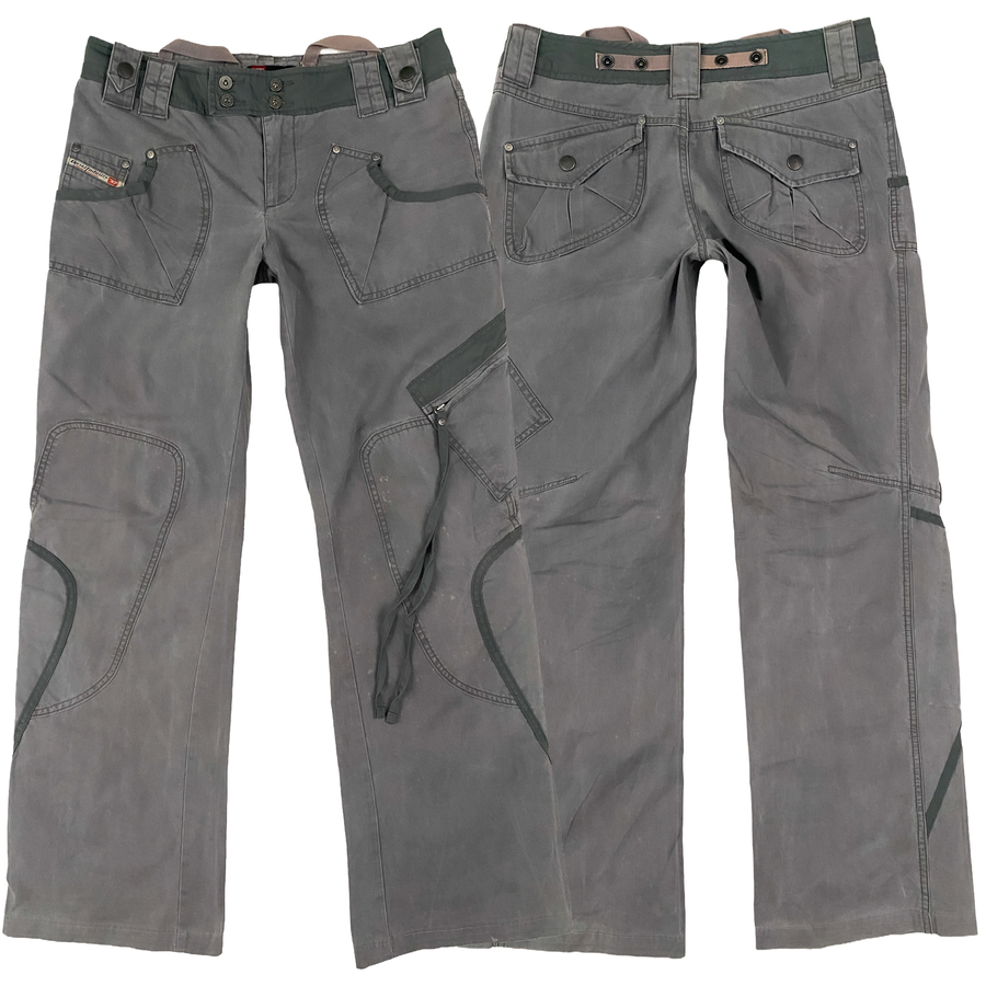 Diesel Vintage Slate Olive Grey Utility Cargo Pants (M)