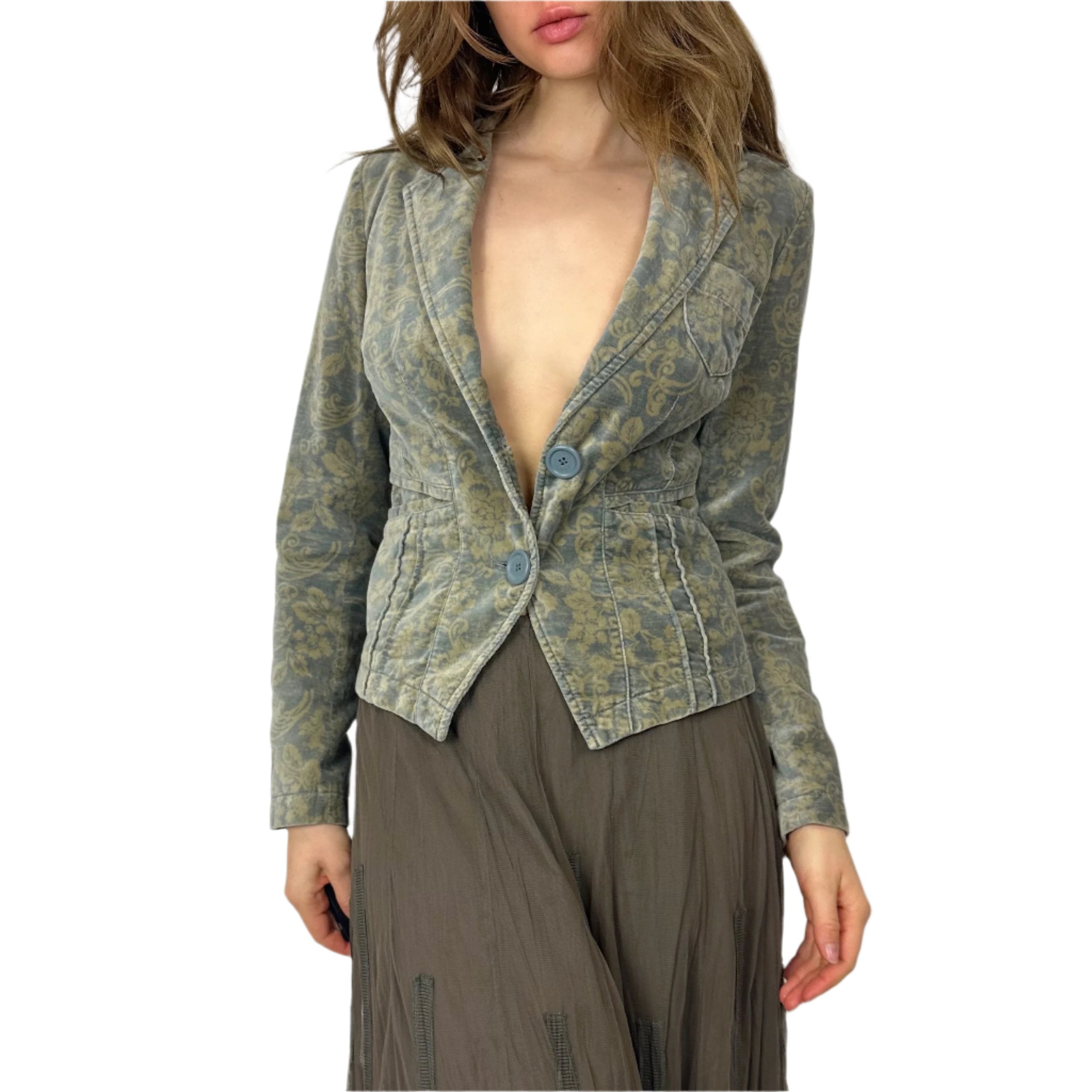 DKNY Muted Floral Velvet Blazer (S)