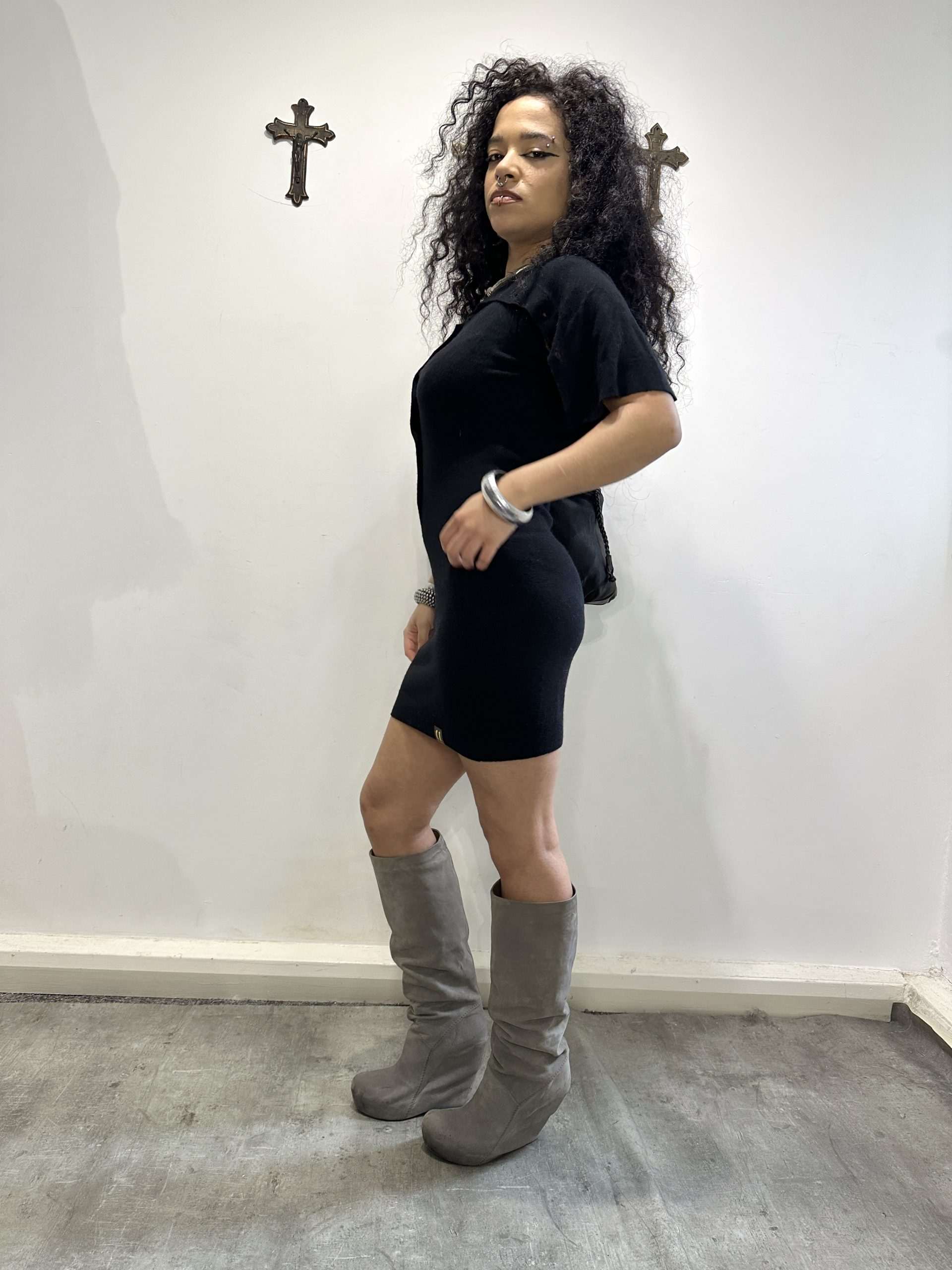 Vintage Black Avant Garde Mini Dress (S)