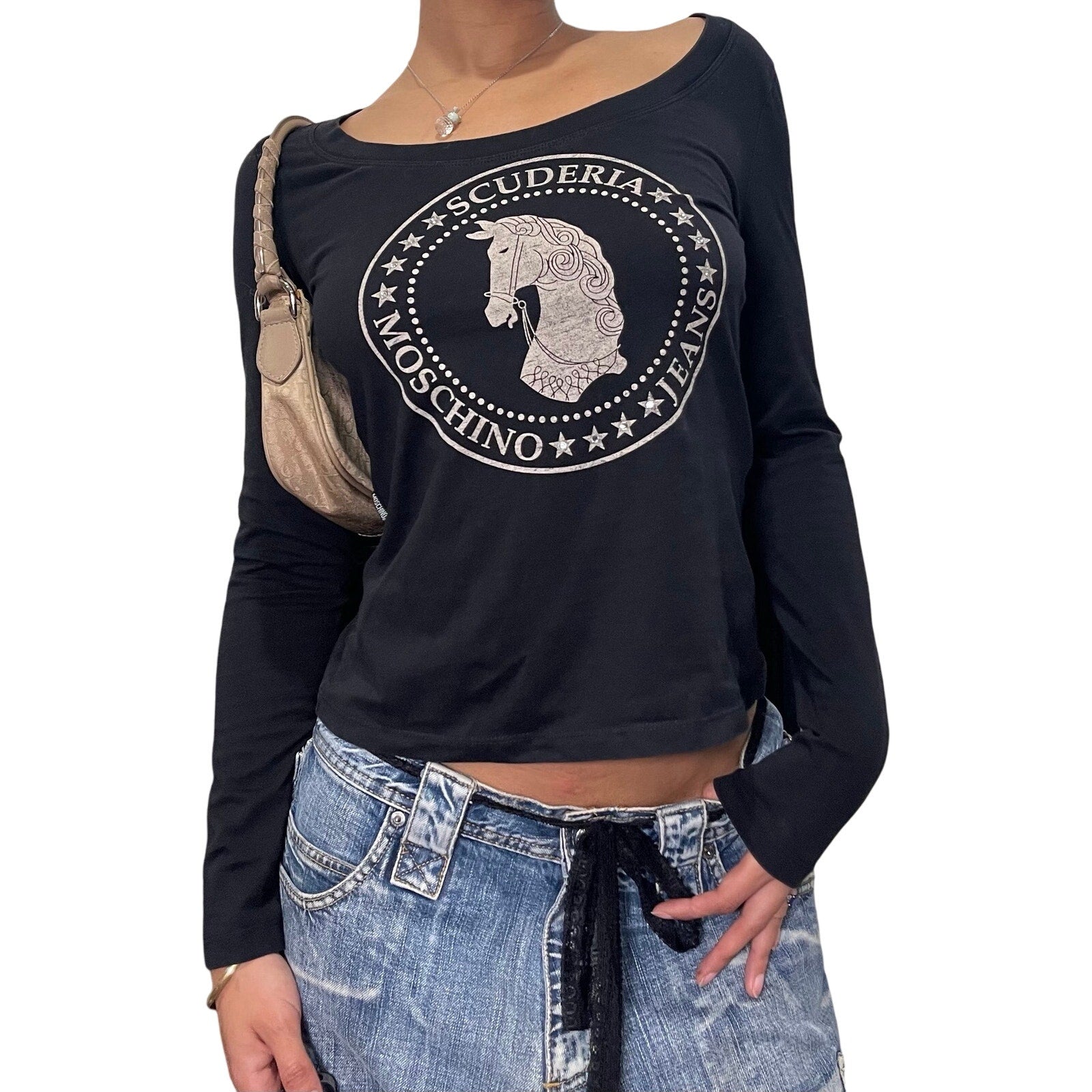 Moschino black graphic baby tee (S/M)