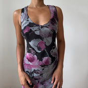 Vintage Italian Mesh Floral Dress (M)