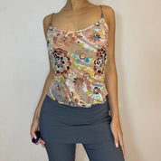 Vintage Floral Mesh Cami Tank (S)