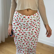 Vintage Floral Mesh Midi Skirt (XS/S)