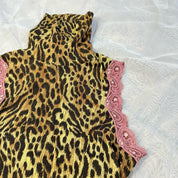 French Vintage Y2K Slinky Cheetah Print Turtleneck (S)