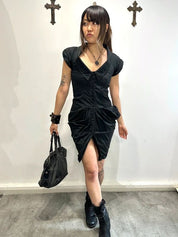 Vintage AllSaints Black Gothic Cotton Mini Dress (XS)