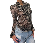 Vintage 00s mesh snake print Blouse (S)