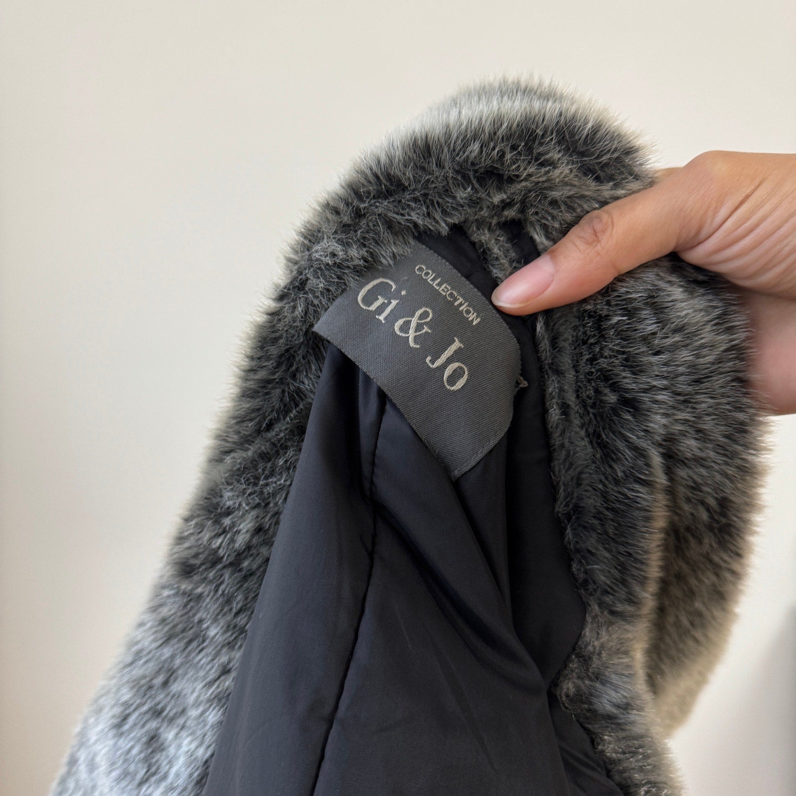 Vintage Italian Black Jacket with Faux Fur Trim (S)