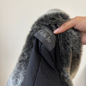 Vintage Italian Black Jacket with Faux Fur Trim (S)