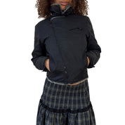 Vintage Italian Black Jacket with Faux Fur Trim (S)