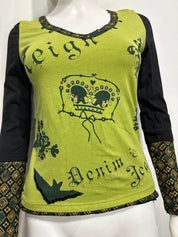 90s vintage graphic print long sleeve top (s)