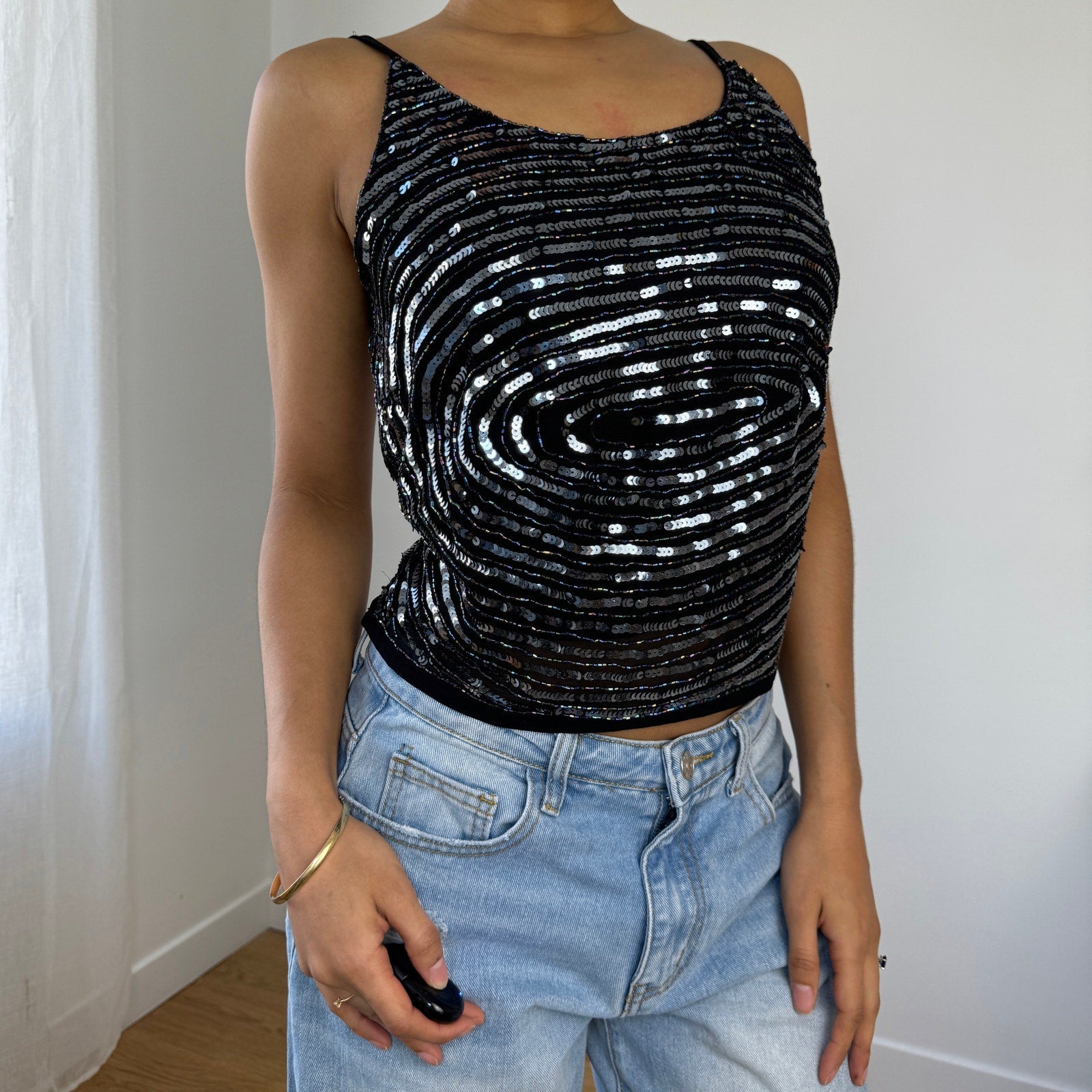 Vintage Italian Sequin Backless Top (M)