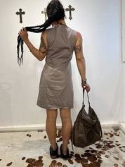 Vintage Avant Garde Suede Fringe Shift Mini Dress (EU 38 GB 10)