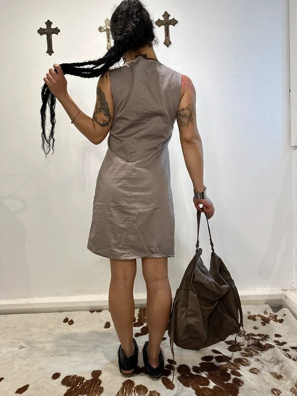 Vintage Avant Garde Suede Fringe Shift Mini Dress (EU 38 GB 10)