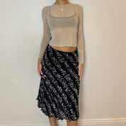 Vintage Graphic Mesh Midi Skirt (XS/S)