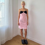 Vintage Pink Floral Silk Slip Dress (S)