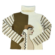 Italian Vintage Embroidered Knit Turtleneck Sweater (S/M)