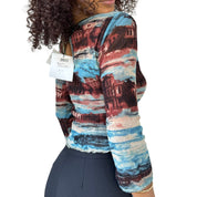 Vintage Italian Cityscape Mesh Long Sleeves (M)
