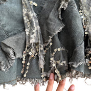 Vintage Euro Denim & Sequin Skirt (XS/S)