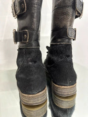 Vintage AllSaints Buckle Ponyhair Leather Ankle Boots (UK 5 US 7 EU 38)