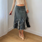Vintage Euro Denim & Sequin Skirt (XS/S)