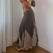 Vintage Italian Taupe Panelled Maxi Skirt (S)