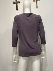 Vintage Avant Garde Purple Draped Neck Long sleeve top (M)