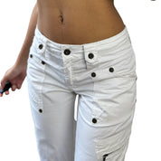 Vintage French White Utility Cargo Pants (XS/S)