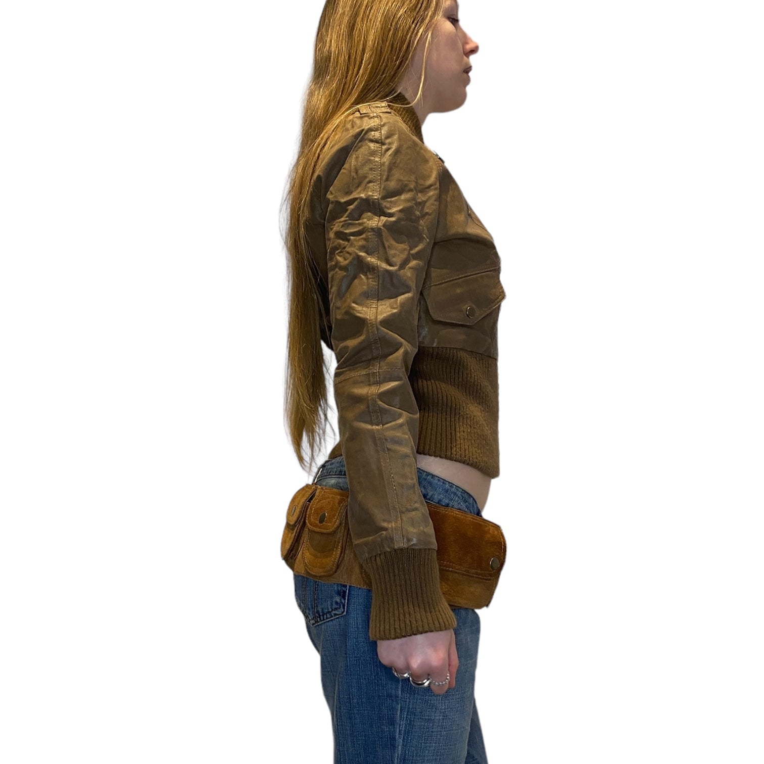 Vintage Leather Aviator Bomber Jacket (S)