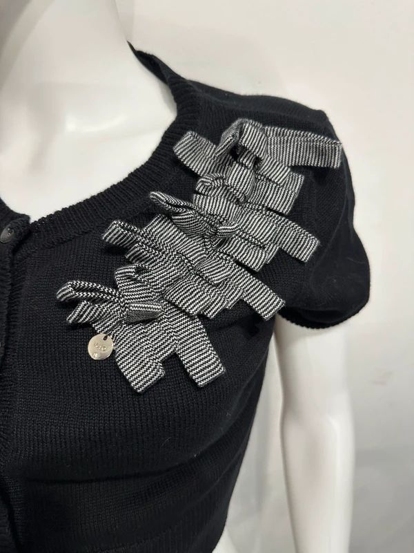 Vintage Kitsch Bow Cropped Cardigan (S)