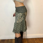 Vintage Silk Mesh Asymmetric Skirt (S)