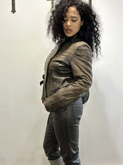 Vintage Italian Asymmetrical Zip Leather Jacket (M)
