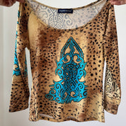 Italian Vintage Leopard Print Slinky Top (S) ⠀