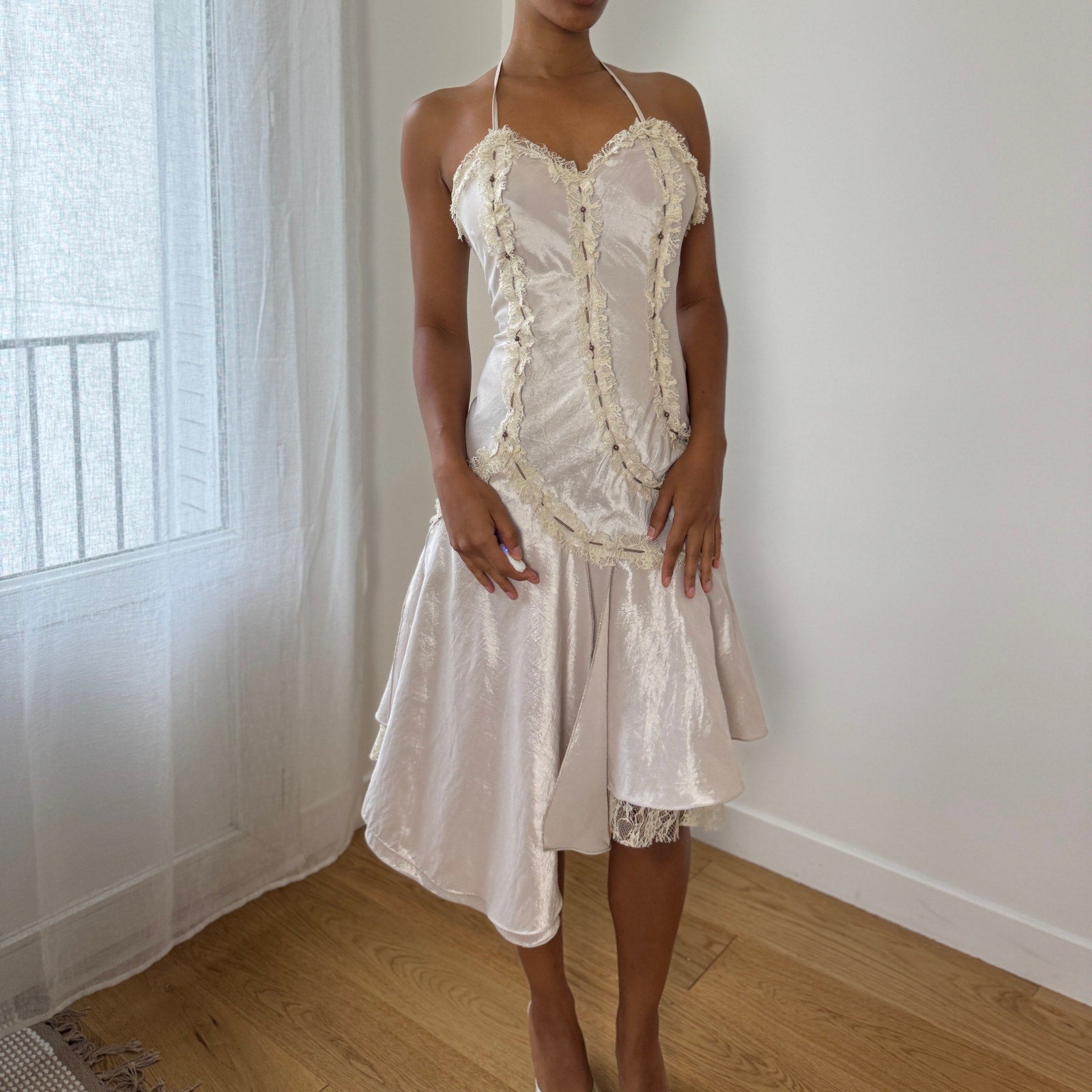 Vintage Italian Halter Asymmetric Dress (XS/S)