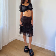 Italian Vintage Silk & Mohair Mesh Skirt (S)