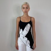 Vintage Punkyfish Black & White Graphic Cut-Out Tie Top (S)