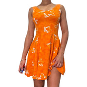 90s orange floral print mini dress (XS)