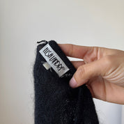 Vintage Black Sheer Mesh Beaded Mohair Top (S)