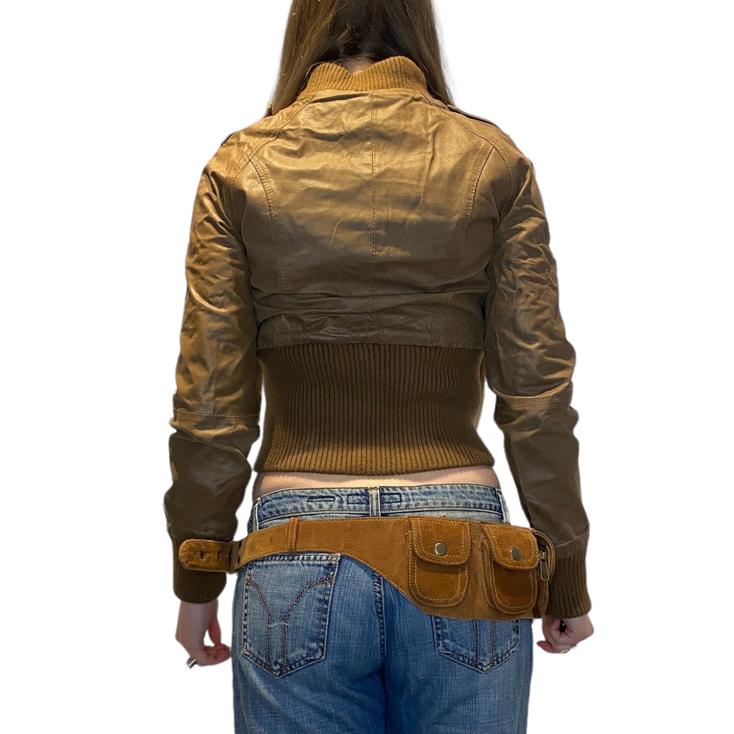 Vintage Leather Aviator Bomber Jacket (S)