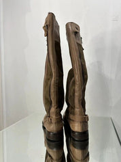 Vintage Brown Suede Knee High Calf Boots (UK 4)