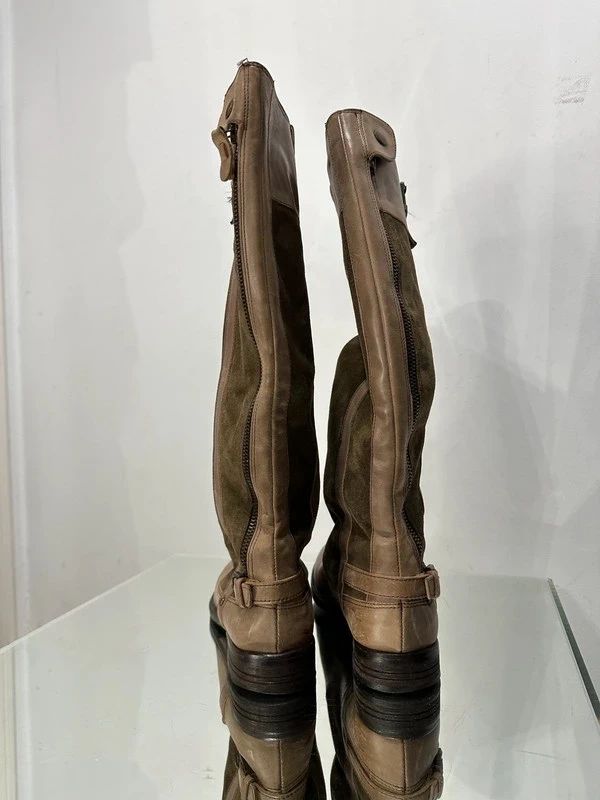 Vintage Brown Suede Knee High Calf Boots (UK 4)
