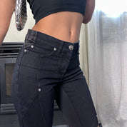 Versace black Denim Jeans capri mid rise and straight fit (S)