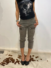Vintage Chrome Utility Cropped Capri Pants (S)