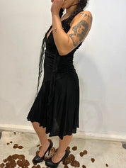 Vintage Italian Miss Sixty Black Spaghetti Strap Slinky Dress (S)